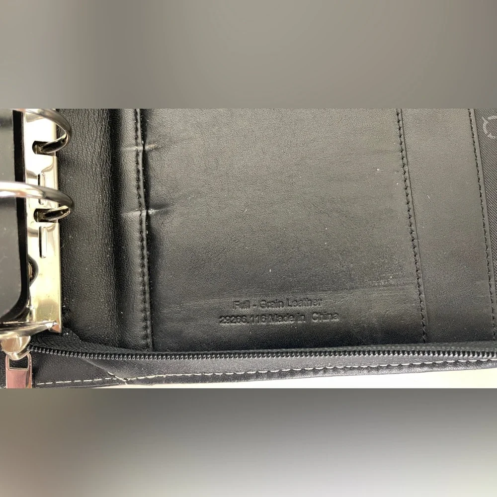 2009 Franklin Covey LEATHER Planner Organizer 7 Ring Insert Handle 10.25” UNUSED